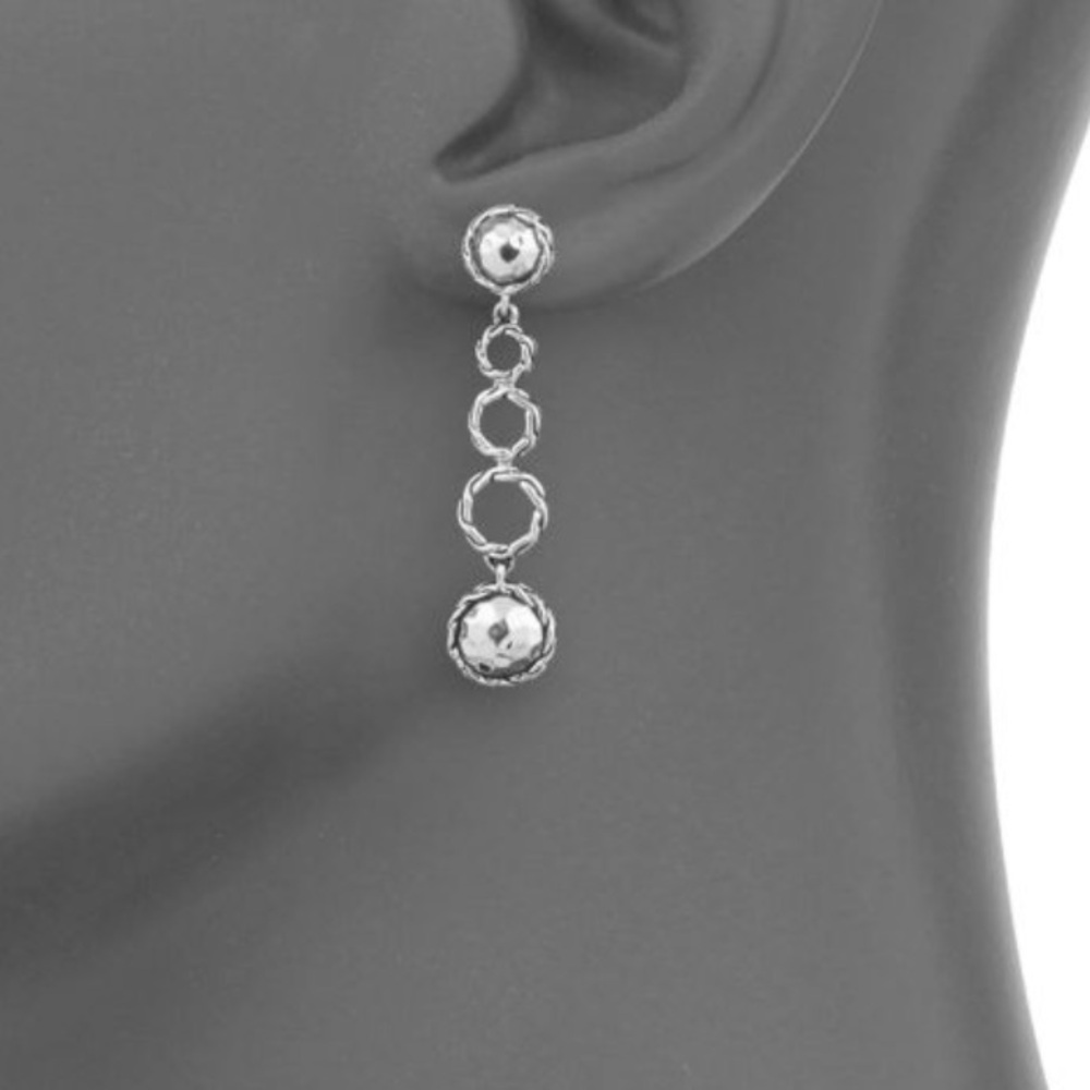 JOHN HARDY Palu Sterling Silver Round Drop Earrings - Picture 7 of 8